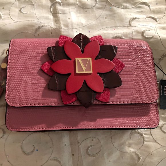 Victoria's Secret Handbags - Mini Shoulder Bag Pink with Floral Accent